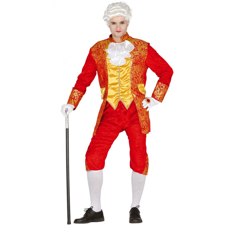 costume marquis rouge galons or