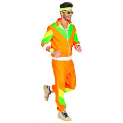 Costume Jogging année 80 orange fluo Homme