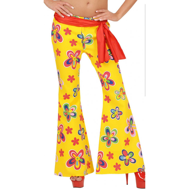 pantalon jaune fleur disco