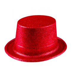 chapeau haut de forme paillettes rouge