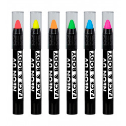 6 crayons Maquillage FLUO néon