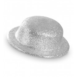 Chapeau Melon argent paillettes