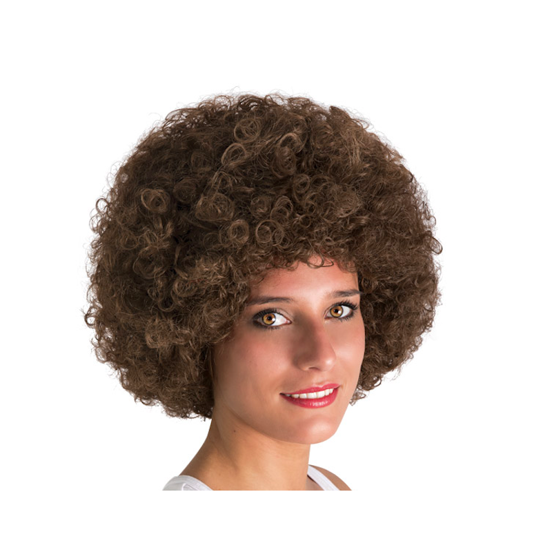 perruque afro châtain