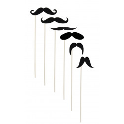 6 moustaches sur bâton
