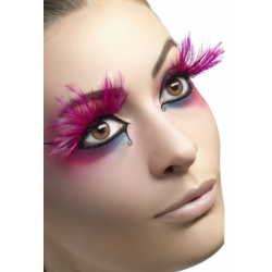Faux cils plumes roses