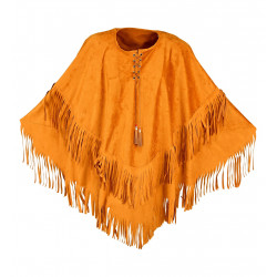 Costume Poncho Hippie Western en suédine