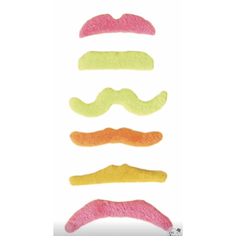 moustaches assortis néon fluo