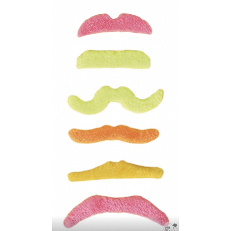 moustaches assortis néon fluo adhésives moustaches assortis néon fluo adhésives