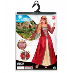 Costume Princesse Médiévale haut de gamme en velours rouge