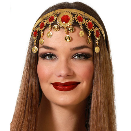 Serre tête  Orient femme rouge et or