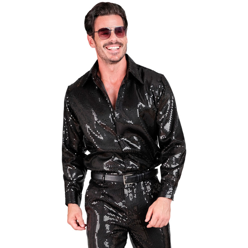 Chemise Sequins disco Noir homme
