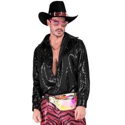 Chemise hommeSequins disco Noir
