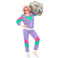 Costume Jogging Violet année 80 fluo Femme