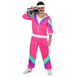 Costume Jogging année 80 rose fluo Homme