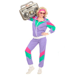 Costume Jogging année 80 Violet fluo vendu entre 15 à 20 euros