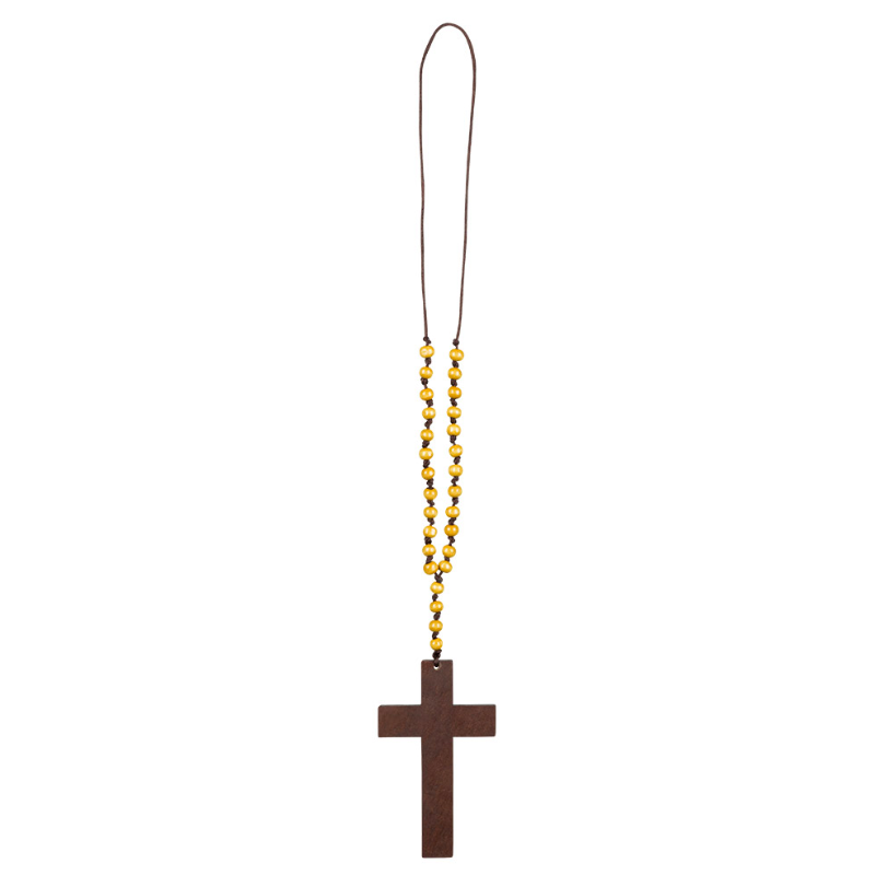 collier croix bois