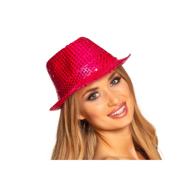 chapeau disco rose sequins